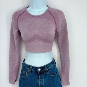 Gymshark‎ Vital Seamless Long Sleeve Crop Top Dusty Rose Womens Size Small